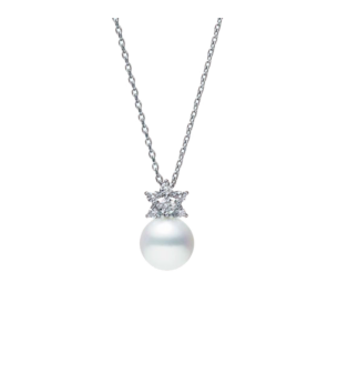 Mikimoto Classic Collection, Pearl and Diamond Pendant in 18K White Gold