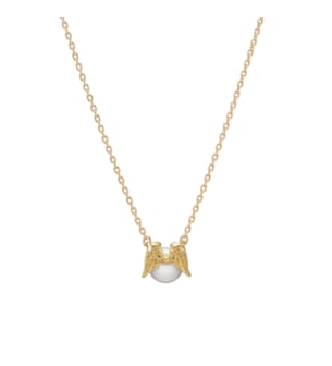 Angel Wings Pearl Pendant in 18K Yellow Gold