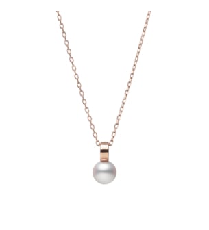 Circle and Akoya Cultured Pearl Pendant in 18K Pink Gold