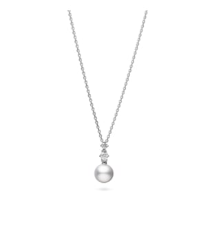 Morning Dew Akoya Cultured Pearl Pendant in 18K White Gold