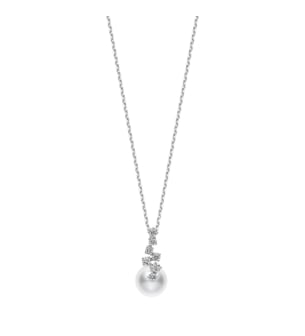 Starry Night Akoya Cultured Pearl and Diamond Pendant in 18K White Gold