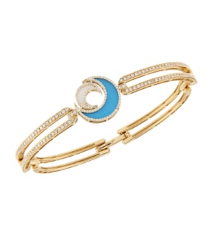 Qamar Layali 18k Yellow Gold Diamond, Turquoise and Mother of Pearl Bracelet