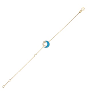 Qamar Layali 18k Yellow Gold Diamond, Turquoise and Mother of Pearl Bracelet