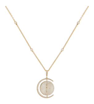 Qamar Layali 18k Yellow Gold Diamond and Mother of Pearl Necklace