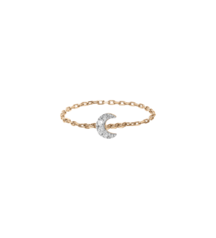 Djula Diamond Moon Chain Ring in 18K Yellow Gold