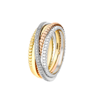 Revolve Trio 18k Yellow, Rose and White Gold Ring with Diamonds