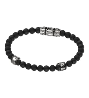 Revolve Bracelet in Silver and Black Onyx