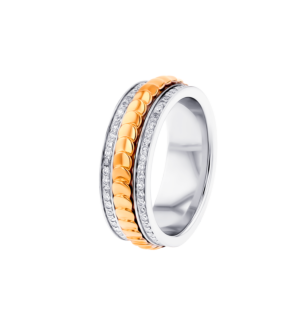 Revolve Diamond Ring in 360 degree Moving Mechanism set 18K Rose and White Gold