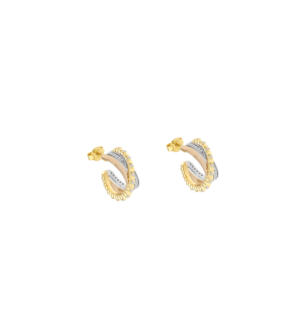 Revolve Trio 18K Yellow, Rose & White Gold Diamond Earrings