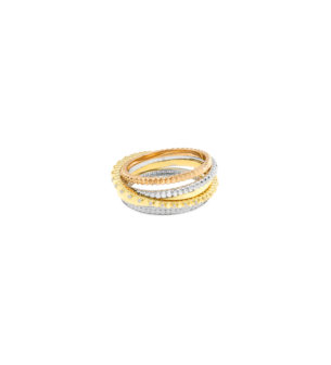 Revolve Trio 18K Yellow, Rose & White Gold Diamond Ring