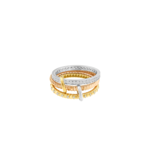 Revolve Trio 18K Yellow, Rose & White Gold Diamond Ring