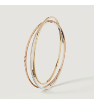 Revolve Trio Diamond Bangle in 18k Yellow, Rose & White Gold