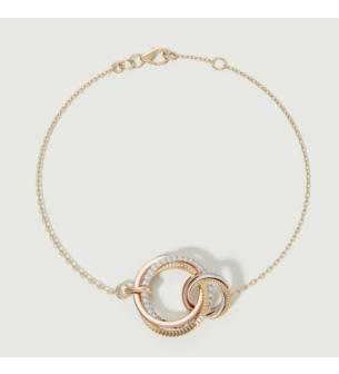 Revolve Trio Diamond Bracelet in 18k Yellow, Rose & White Gold