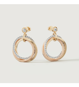 Revolve Trio Diamond Earrings in 18k Yellow, Rose & White Gold