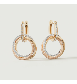 Revolve Trio Diamond Earrings in 18k Yellow, Rose & White Gold