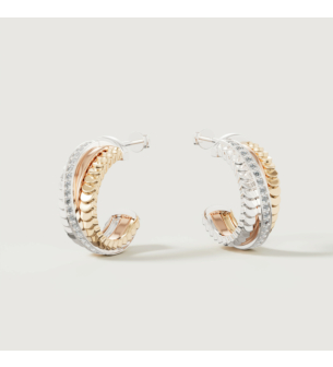 Revolve Trio Diamond Earrings in 18k Yellow, Rose & White Gold