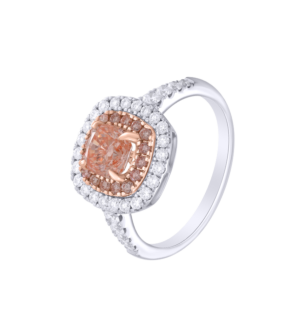 Gaia 1 Carat Lab Grown Fancy Intense Pink Cushion Cut Diamond Ring