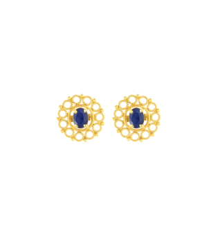 Rangoli 22K Yellow Gold Sapphire Earrings