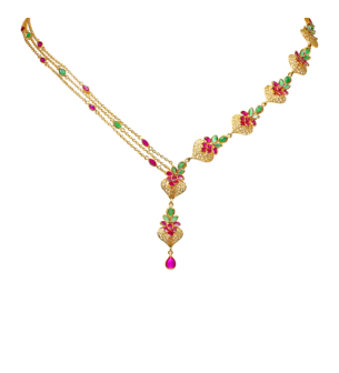  Rangoli Twist  22K Yellow Gold Glistening Blossoms Pendant Chain 