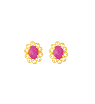 Rangoli 22K Yellow Gold Ruby Earrings