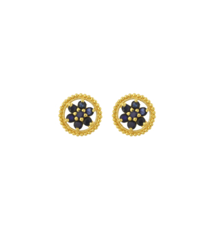 Rangoli 22K Yellow Gold Sapphire Earrings