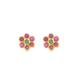 Rangoli 22K Yellow Gold Ruby & Emerald Earrings