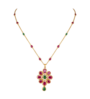 Rangoli Pendant & Earring in 22K Gold