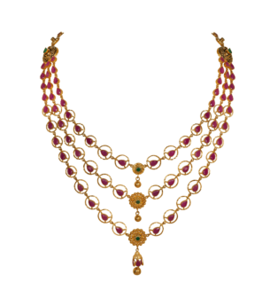 Rangoli Necklace & Earring in 22K Gold