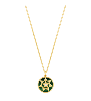 Farfasha Shams 18k Yellow Gold Malachite and Diamond Necklace