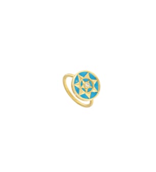 Farfasha Shams 18k Yellow Gold Turquoise and Diamond Ring