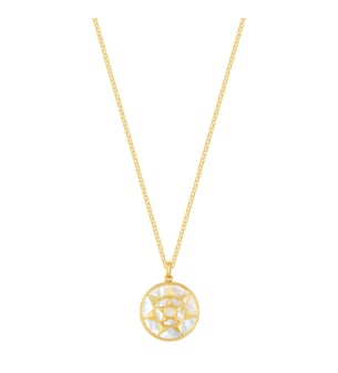 Farfasha Shams 18k Yellow Gold White Mother of Pearl and Diamond Necklace