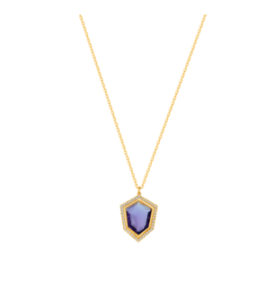 Spring 18k Yellow Gold Necklace with Amethyst and Diamond 