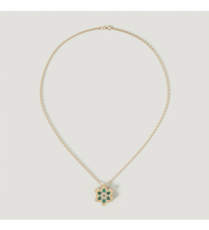 Stella D’oro Fior di Luce 18k Yellow Gold Diamond & Malachite Necklace