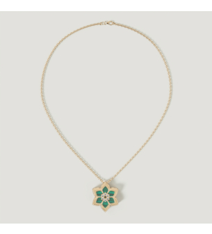 Stella D’oro Fior di Luce 18k Yellow Gold Diamond & Malachite Necklace