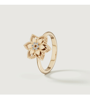 خاتم ستيلا دورو فيور دي لوتشي من الذهب الأصفر عيار 18 قيراط والألماس 