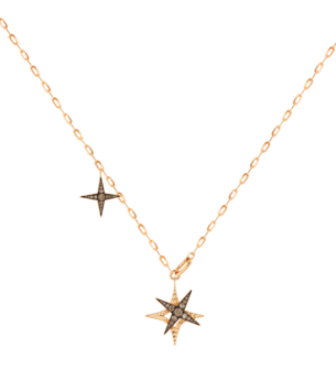 STAR Necklace in 18K Rose Gold and Studded with Brown Diamonds