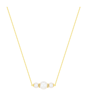 Kiku Trendy 0.08 Carat Diamond and Pearl Necklace 