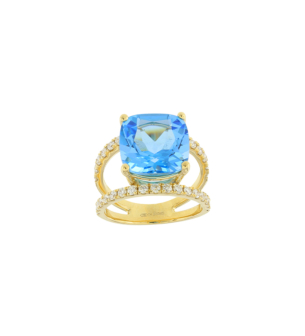 Vera 18k Yellow Gold Topaz and Diamond Ring