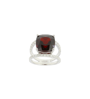 Vera 18k White Gold Garnet and Diamond Ring