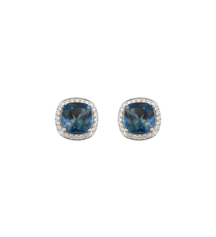 Vera 18k White Gold London Topaz and Diamond Earrings