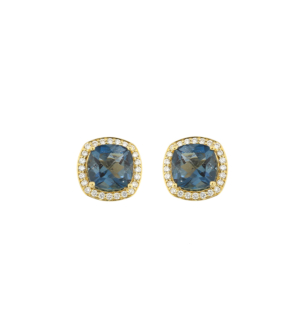 Vera 18k Yellow Gold London Topaz and Diamond Earrings