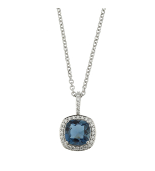 Vera 18k White Gold London Topaz and Diamond Necklace