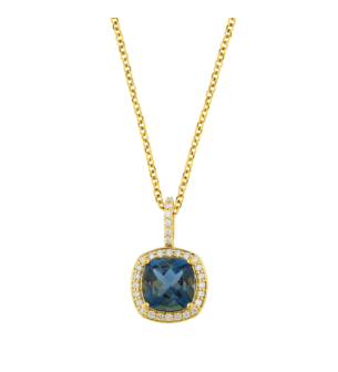 Vera 18k Yellow Gold London Topaz and Diamond Necklace