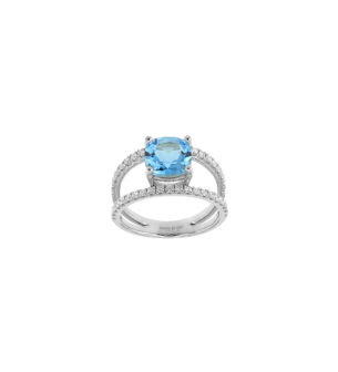 Vera 18k White Gold Topaz and Diamond Ring