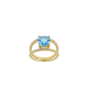 Vera 18k Yellow Gold Topaz and Diamond Ring