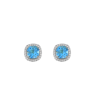 Vera 18k White Gold Topaz and Diamond Earrings