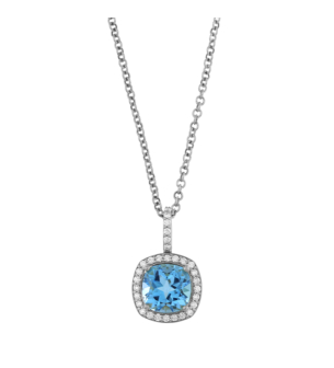 Vera 18k White Gold Topaz and Diamond Necklace