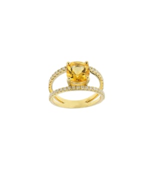 Vera 18k Yellow Gold Citrine and Diamond Ring