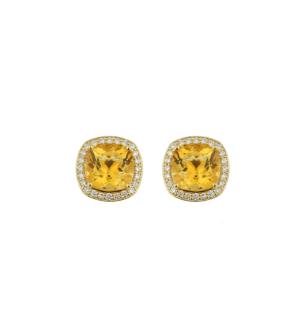 Vera 18k Yellow Gold Citrine and Diamond Earrings