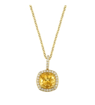 Vera 18k Yellow Gold Citrine and Diamond Necklace